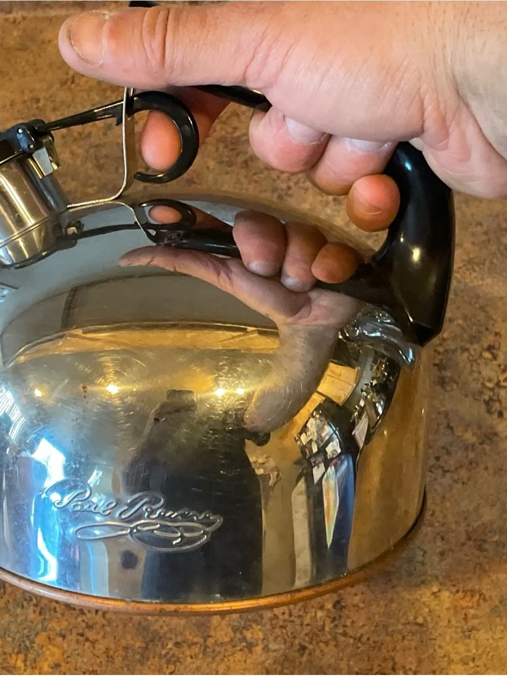 Vtg Paul Revere Ware 1.5 Qt Whistling Teapot Kettle Copper Bottom Stainless